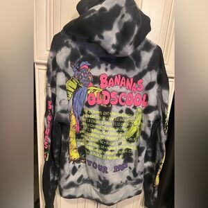 Yves Banana Old'Scool Hoodie - Black and White Tiedye XS Tour 1981 NWT